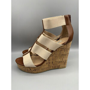 STEVE MADDEN SELINAH Cork Wedges Platform Shoes Heels Sandals Women's Sz 7